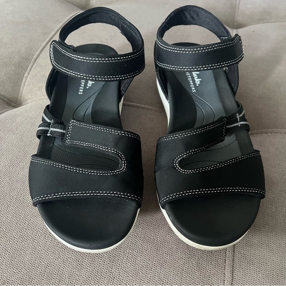 Clarks Cloudsteppers Sandal Glide Hi Shore Denim Black Size 6 M EUC - Picture 9 of 10